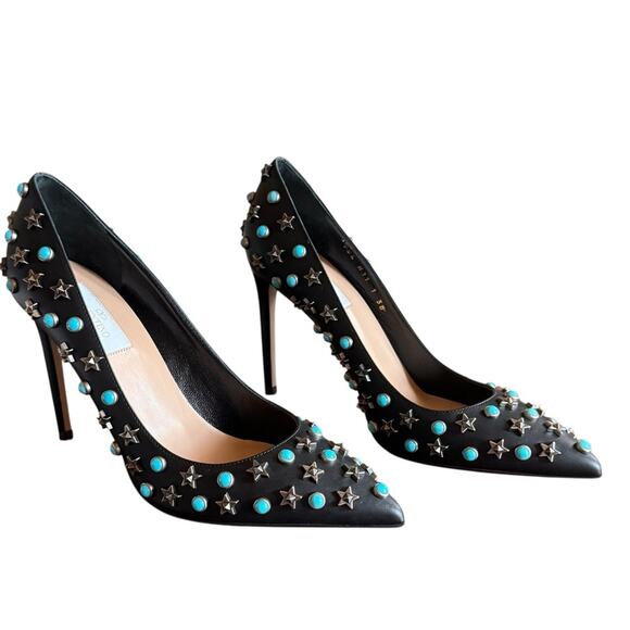 Valentino Garavani Star Studded Turquoise Stud Rockstar Leather Pumps EU 38 US 8 - Picture 1 of 15